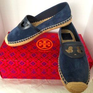 NEW Tory Burch Sidney Navy Suede/Leather Espadrille 6
